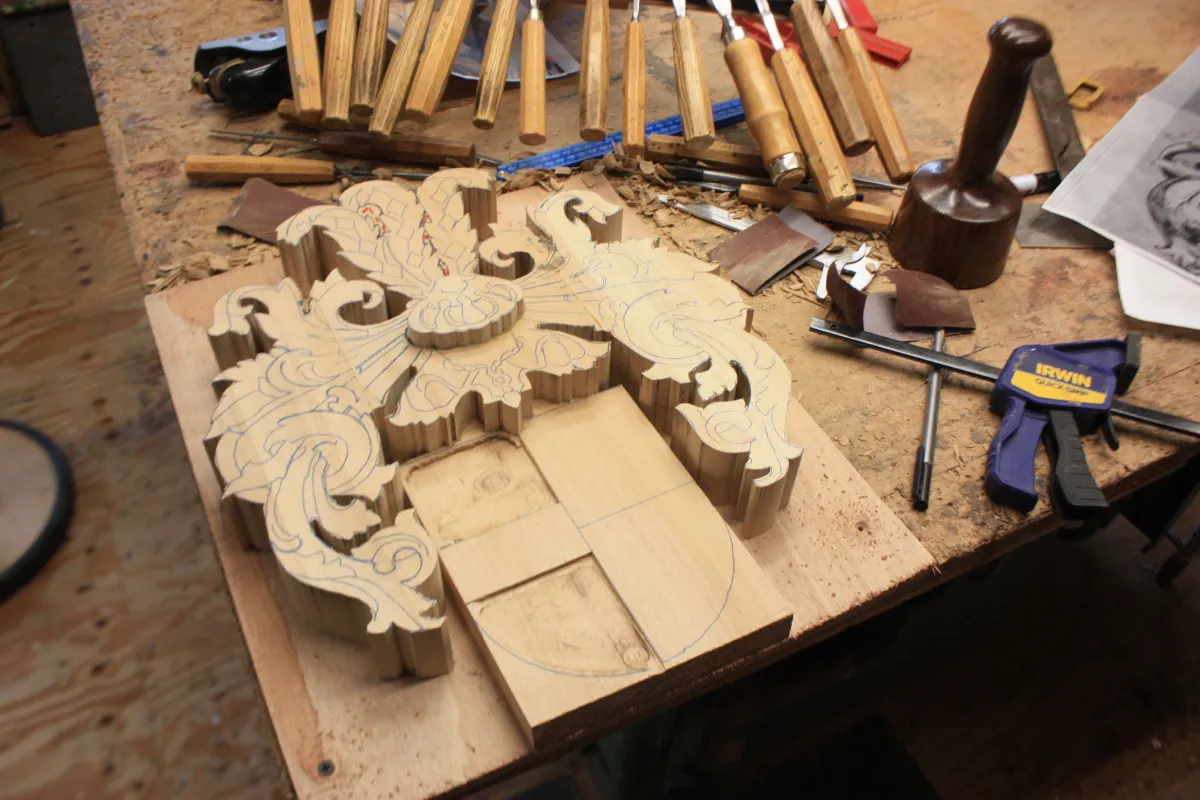 Familie wapen tekening op hout
